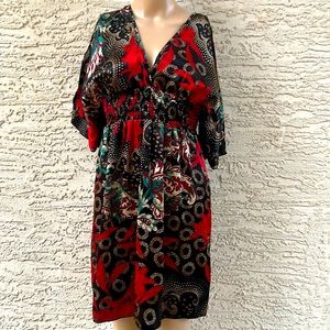 Scarf print A-line dress US medium